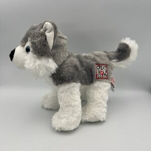 Fiesta Wolf Husky Gray White 10" Plush Blue Eyes Great Wolf Lodge Logo Patch
